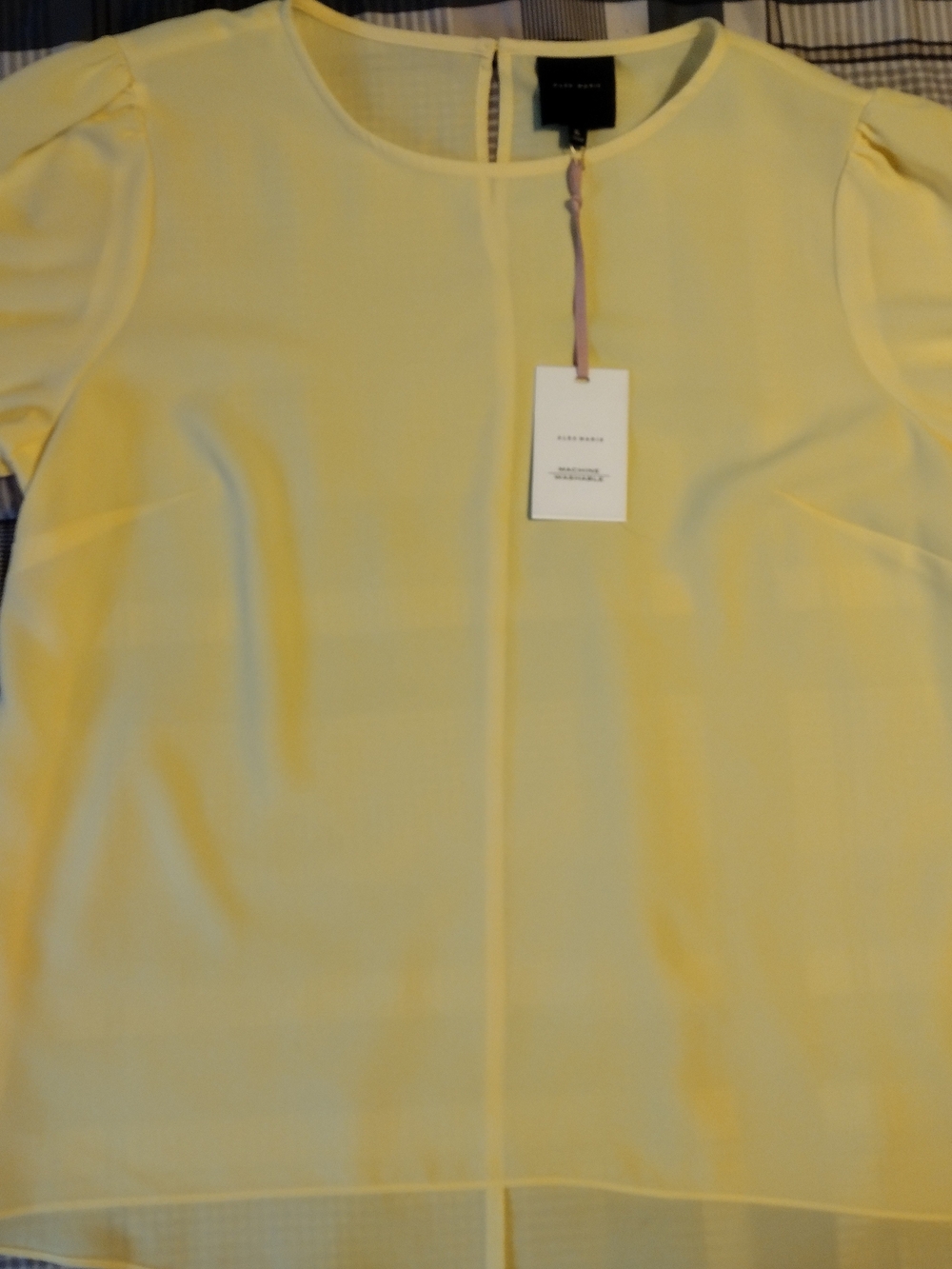Alex Marie Pale Yellow Short Sleeve Blouse